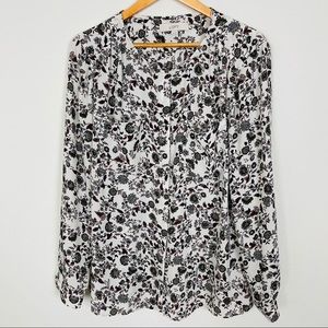 LOFT | Long-Sleeved Floral Blouse - EUC | Size XL